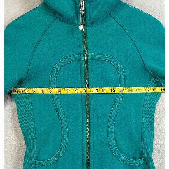 LULULEMON Scuba Hoodie Women 6 Teal Aqua Full Zip Jacket Classic Thumb Holes - Picture 5 of 8